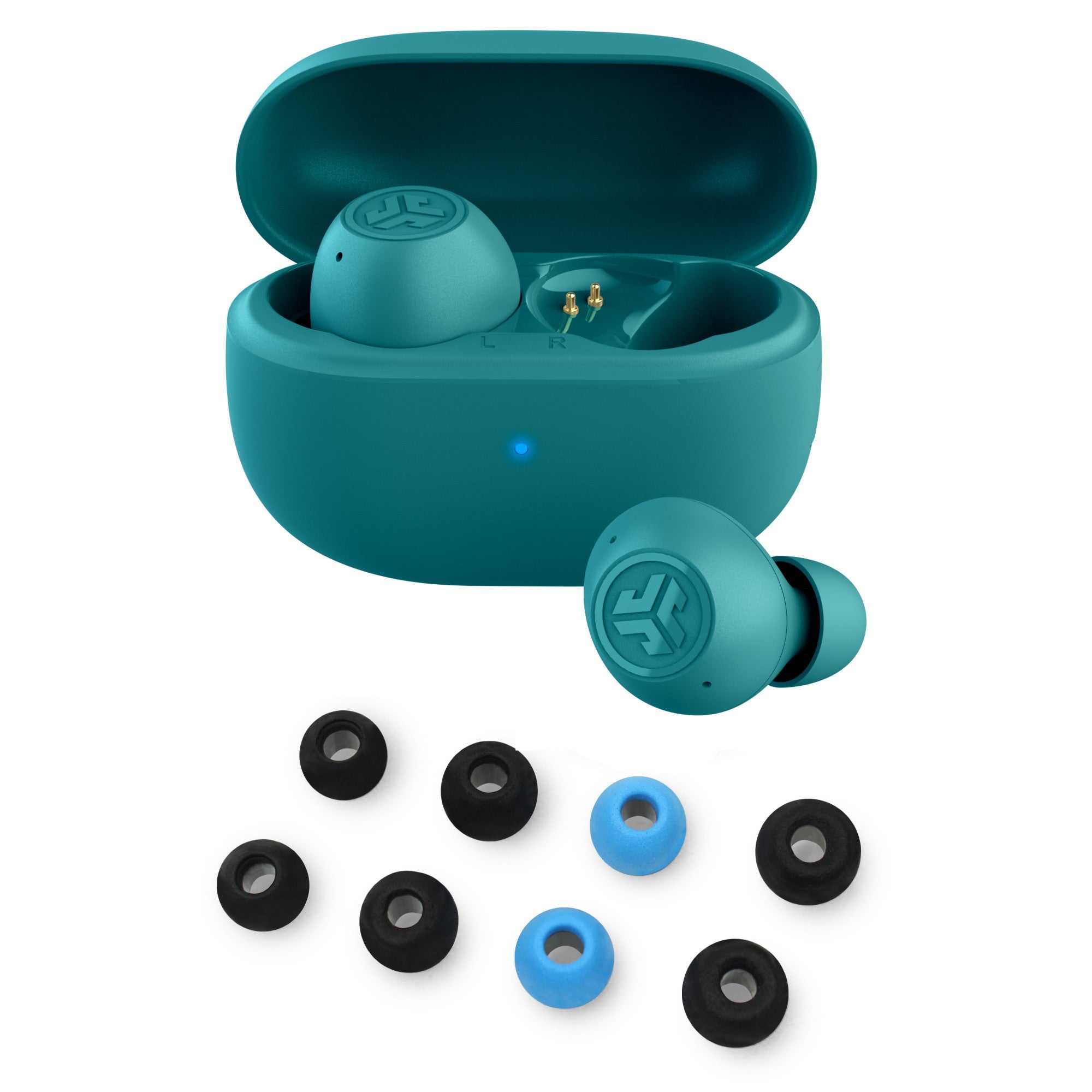 jlab-go-pop-anc-teal-true-wireless-earbuds-mit-cloud-foam-tips-bundle image 4