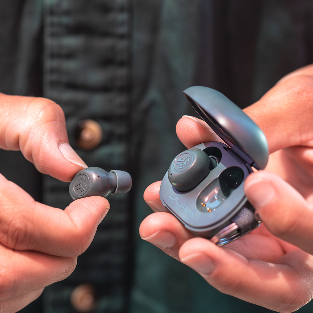 jlab-jbuds-mini-true-wireless-earbuds-sage-gray image 3